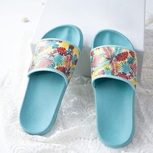 Women Slide Sandal Size 10 Slip On Floral Blue New